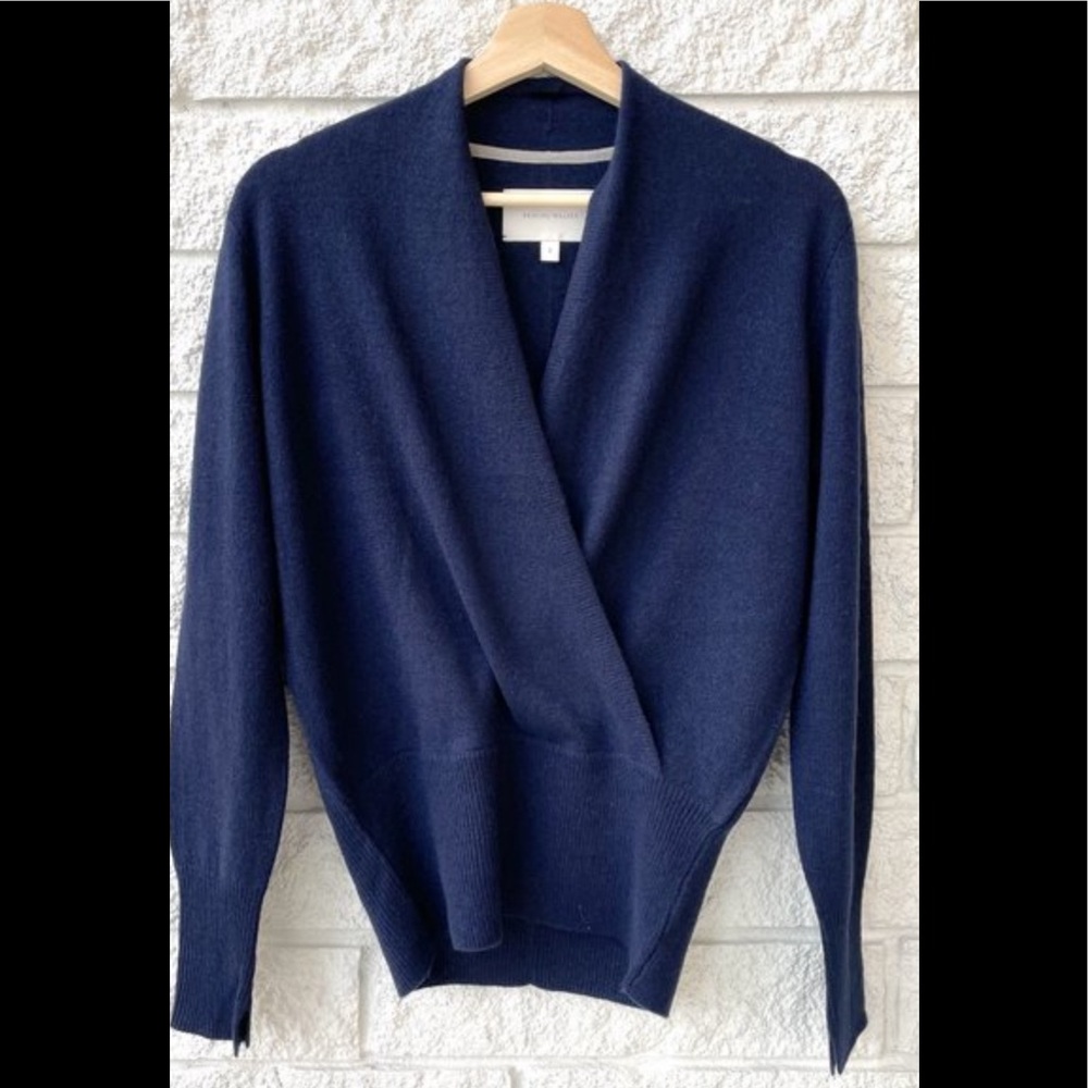 Brochu Walker Phinneas Cashmere Navy Wrap Sweater NWOT Small